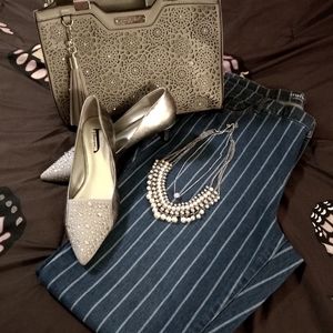 NWOT, Denim &Co. Studio Striped Light Indigo Jeans